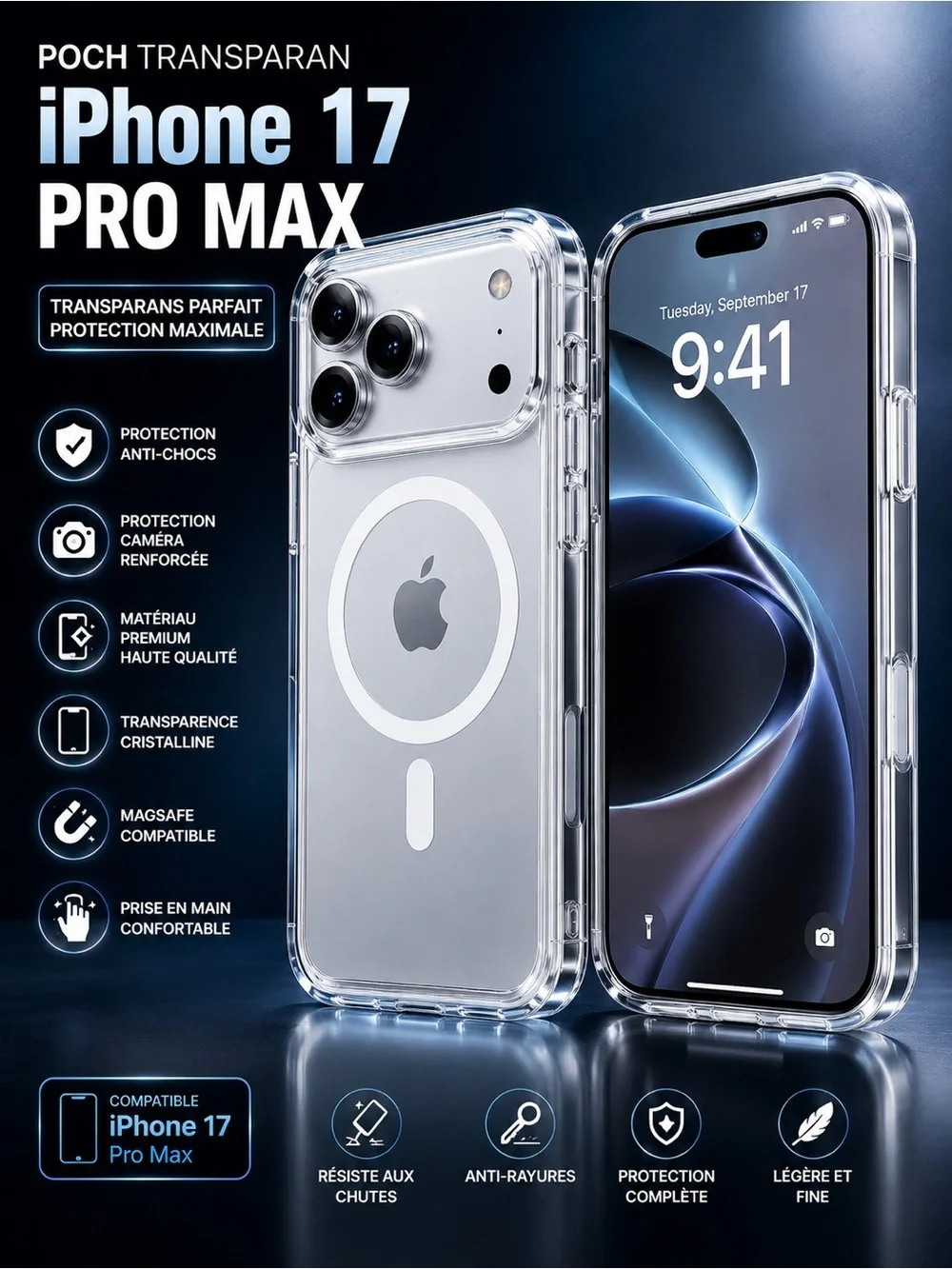 Magnetic Me Clear MagSafe-Compatible iPhone 17 Pro Max Case